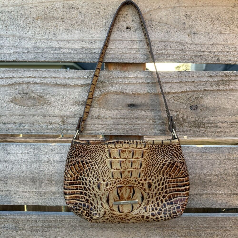 Brahmin Lorelei Shoulder Bag Genuine Leather Pecan Melbourne Small Crocodile